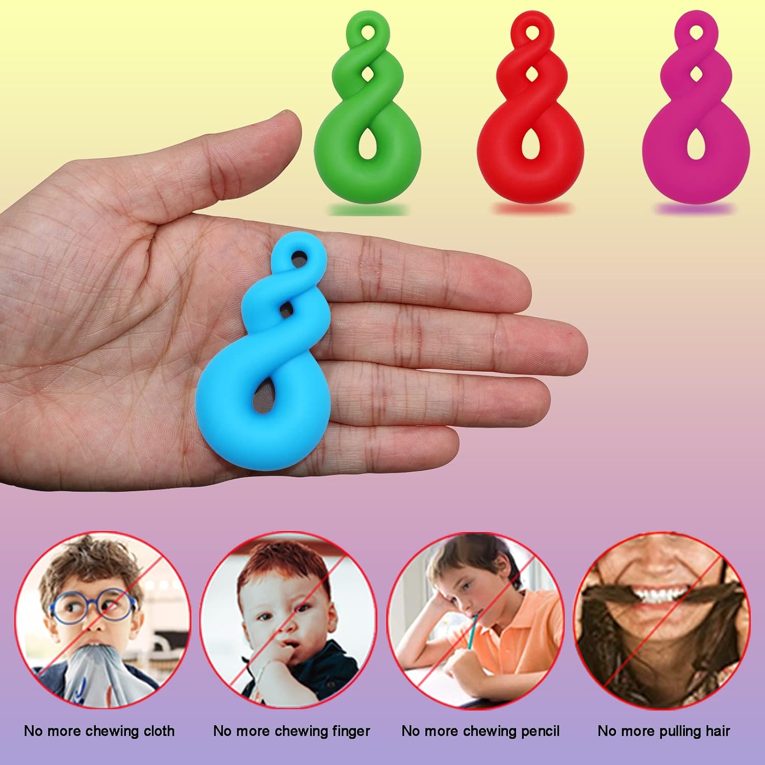 4-Pack Silicone Chew Necklaces for Sensory Kids | Oral Motor Chewelry | Durable BPA-Free Chewy Toys for Boys, Girls, Teens & Adults | Non-Refundable